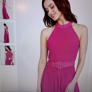 Elegant Pink Halter Maxi Dress